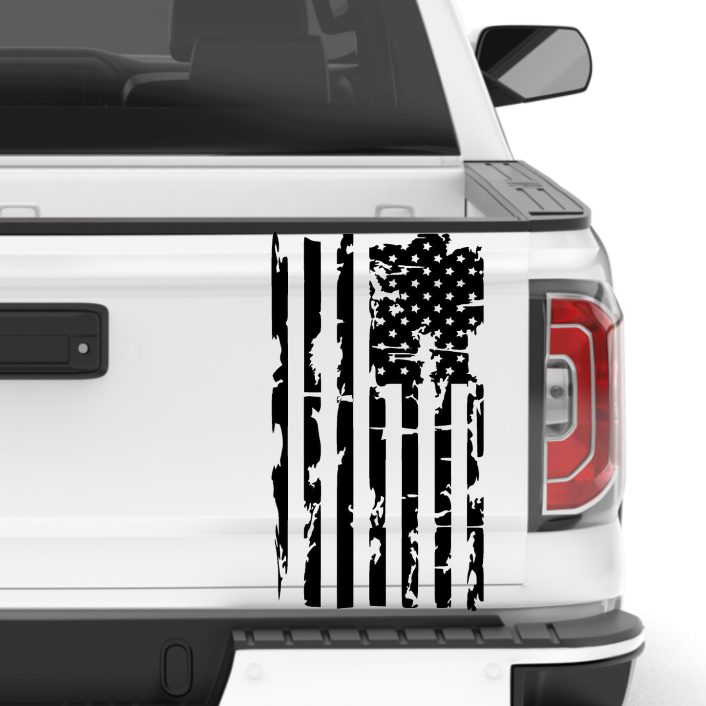 Tattered American USA Flag Vinyl Decal Universal For Car Truck