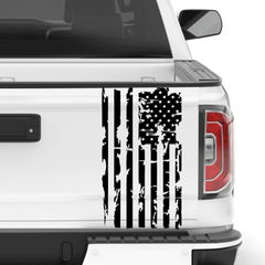 Tattered American USA Flag Vinyl Decal Universal For Car Truck