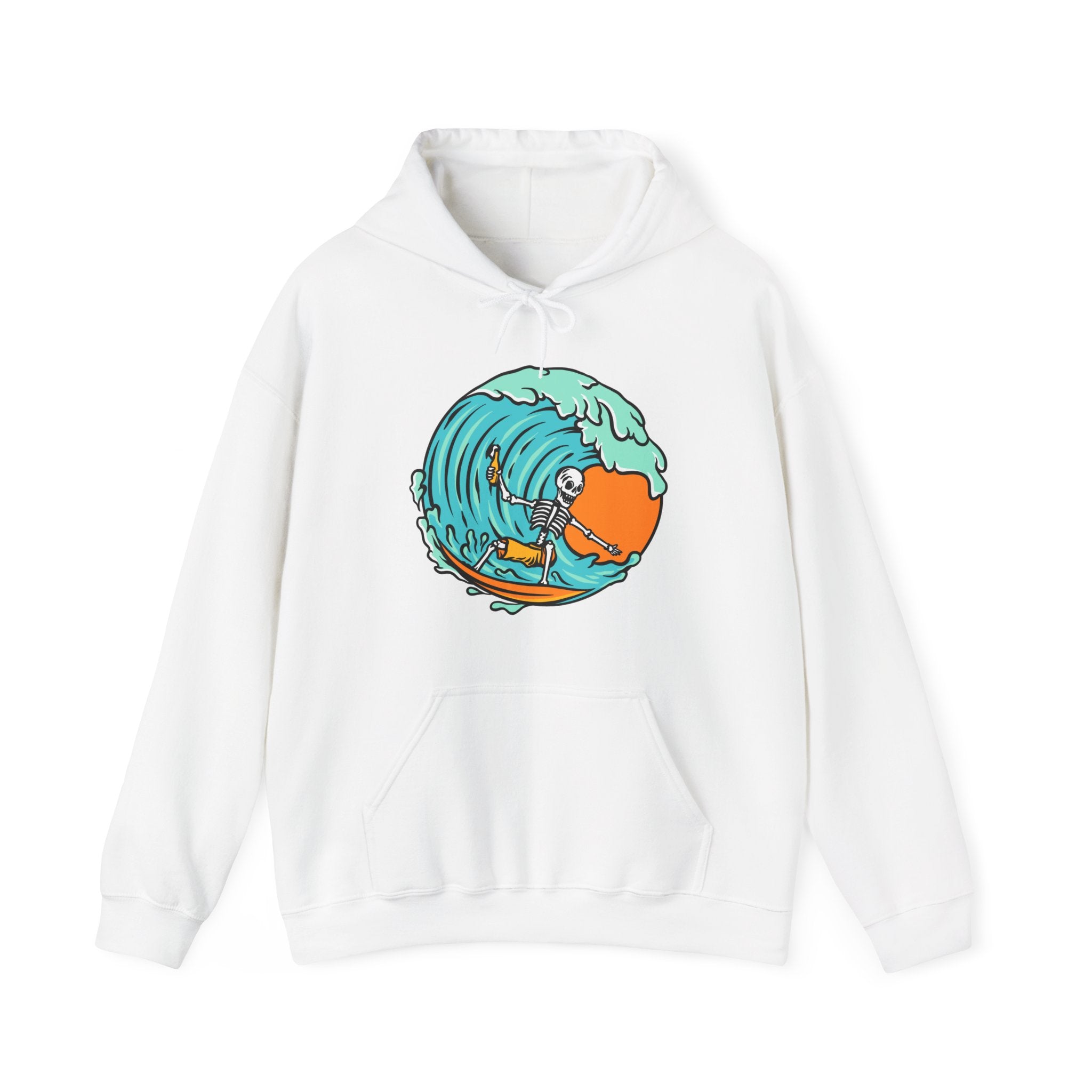 Surfing Skeleton Surfing Ocean Unisex Graphic Novelty Hoodie