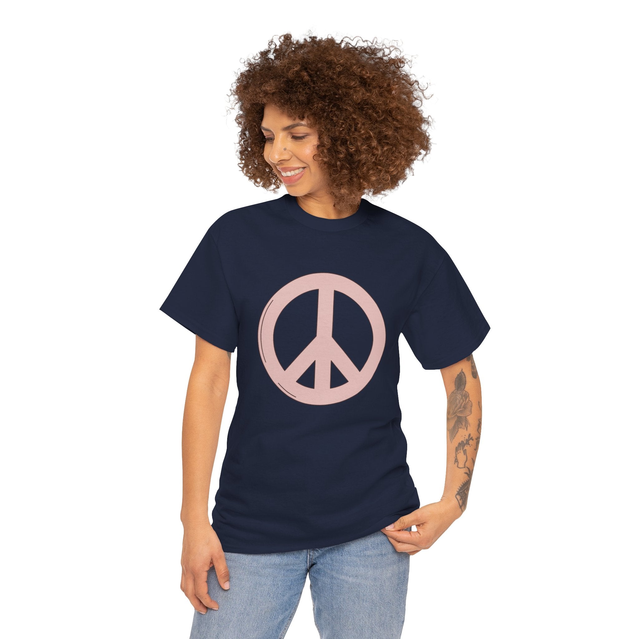 Cute Retro Pink Peace Sign Unisex Graphic Novelty Shirt Tee