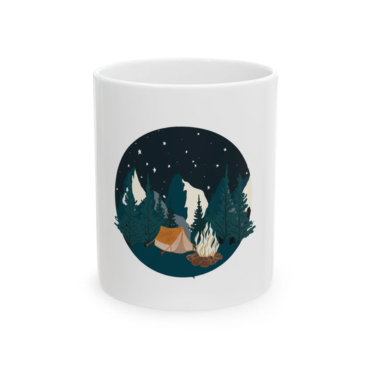 Cute Camping Outdoors Graphic Novelty Ceramic Coffee Mug Gift