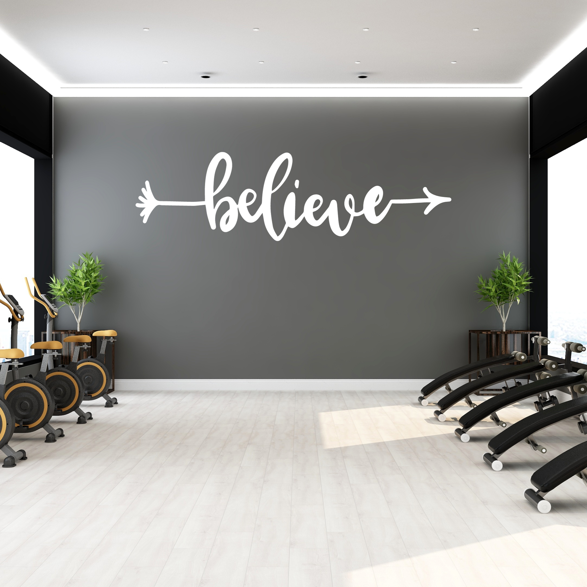 Believe Arrow Motivational Gym Home Bedroom Decor Quote Vinyl Wall Decal