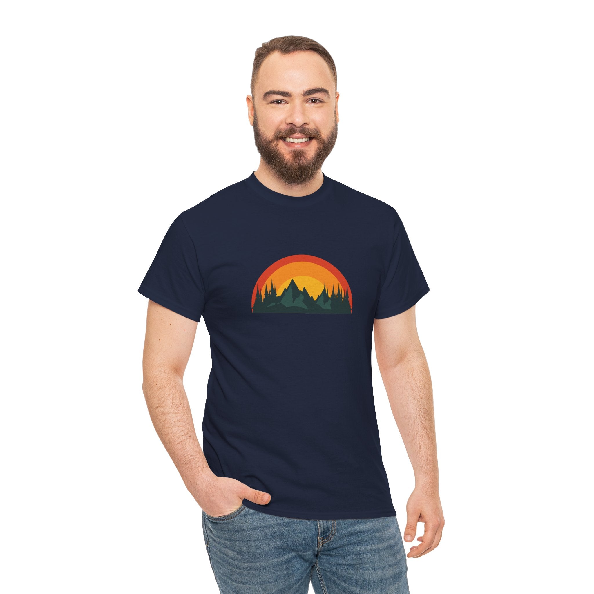 Retro Distressed Mountain Camping Outdoor Unisex Graphic Novelty Shirt Tee