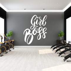 Calcomanía de vinilo para pared con frase "Girl Boss Gym Home Office Decor Hustle Entrepreneur" 