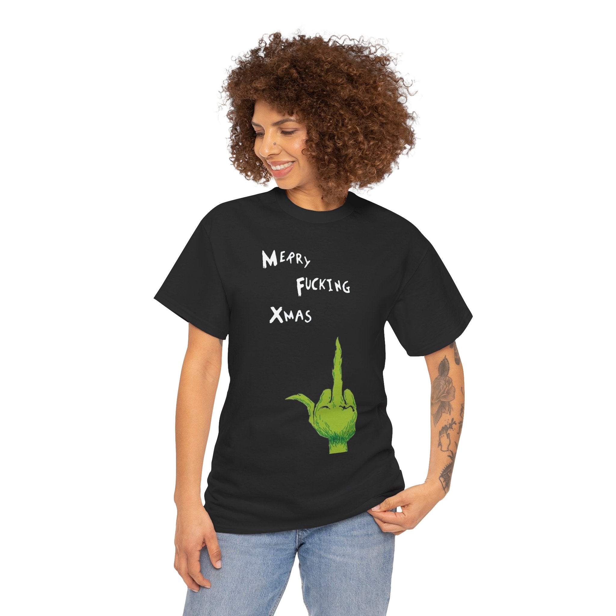 Merry F*cking Christmas Grinch Movie Funny Unisex Heavy Cotton Tee