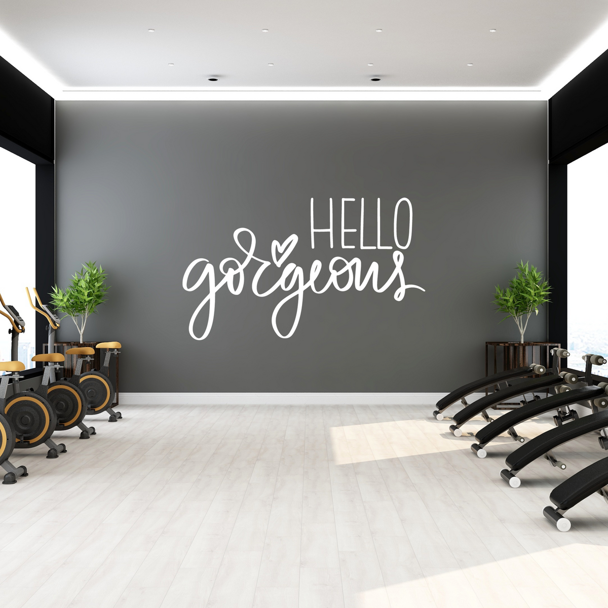 Hello Gorgeous Gym Home Office Decor Cute Quote Vinyl Wall Decal