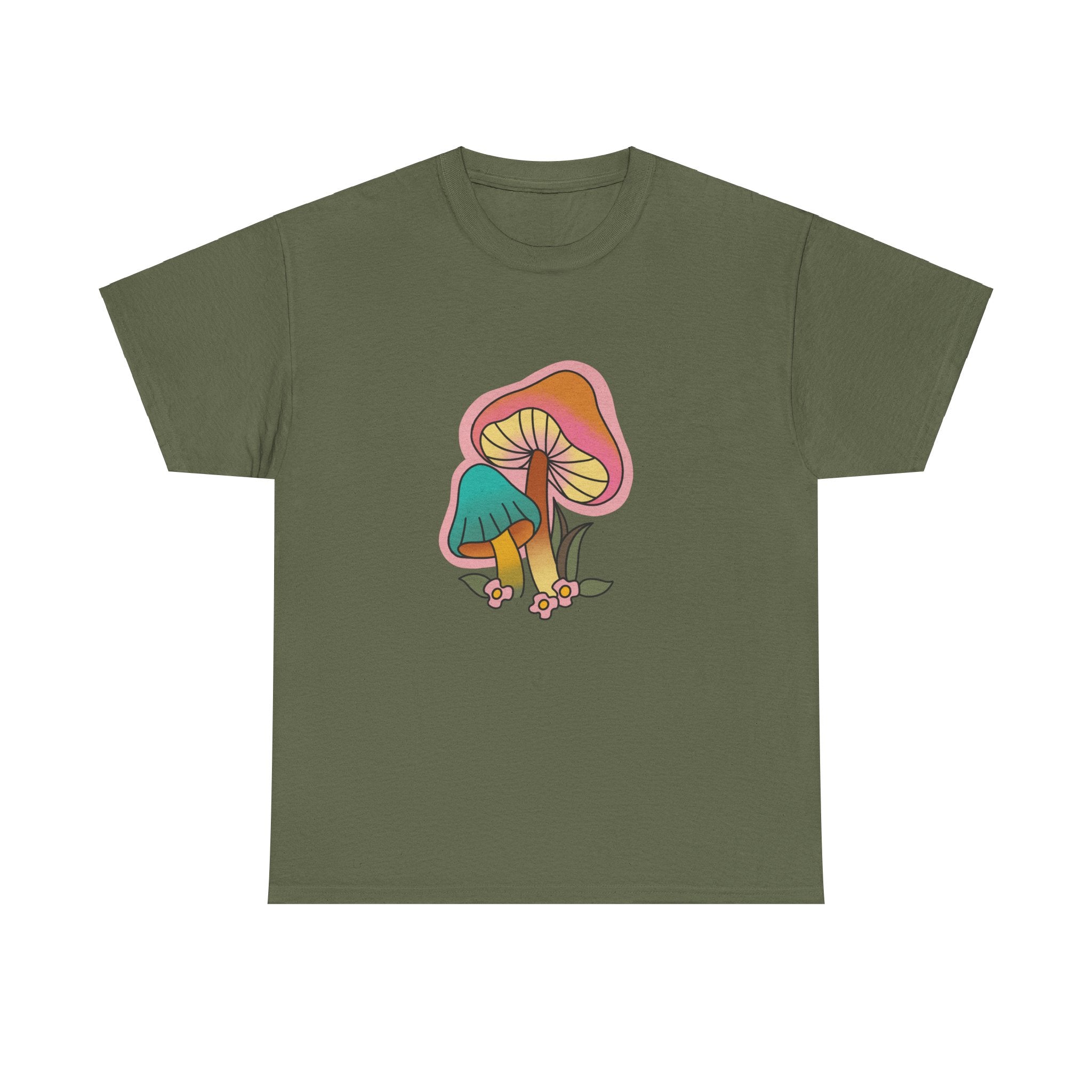 Cute Retro Hippie Mushroom Fungi Unisex Graphic Novelty Shirt Tee