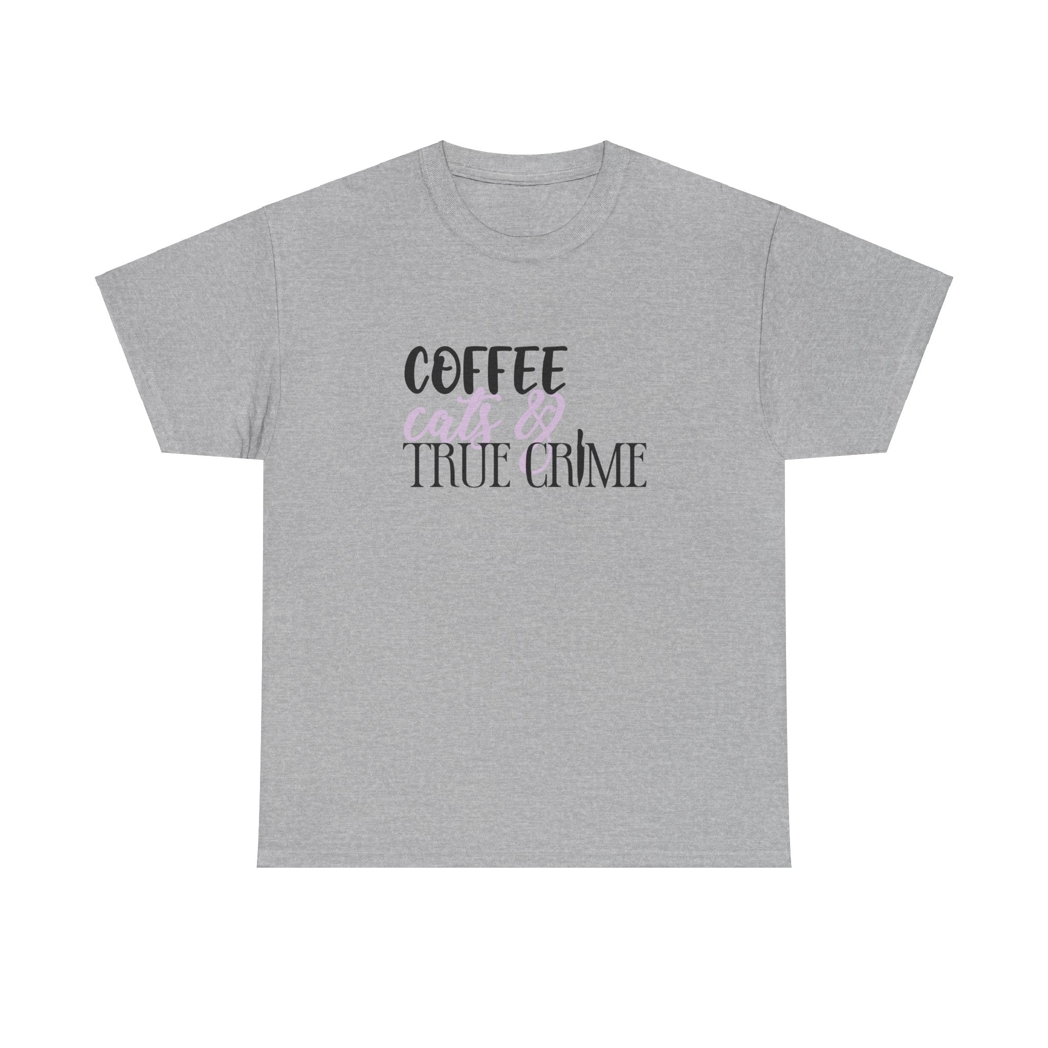 Coffee Cats And True Crime Funny Unisex Graphic Novelty Tee