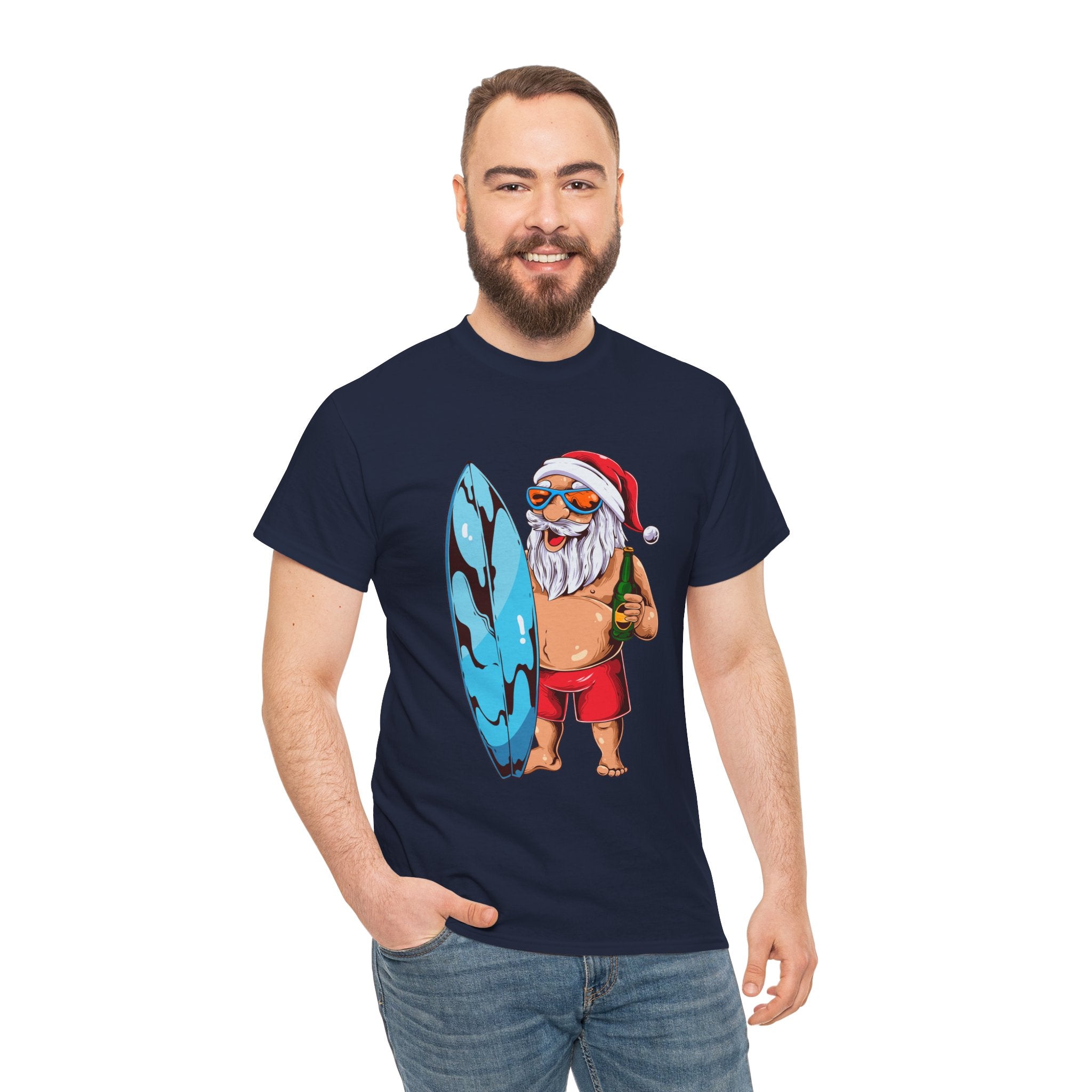 Santa Surfing Surfboard Christmas Holiday Unisex T-Shirt