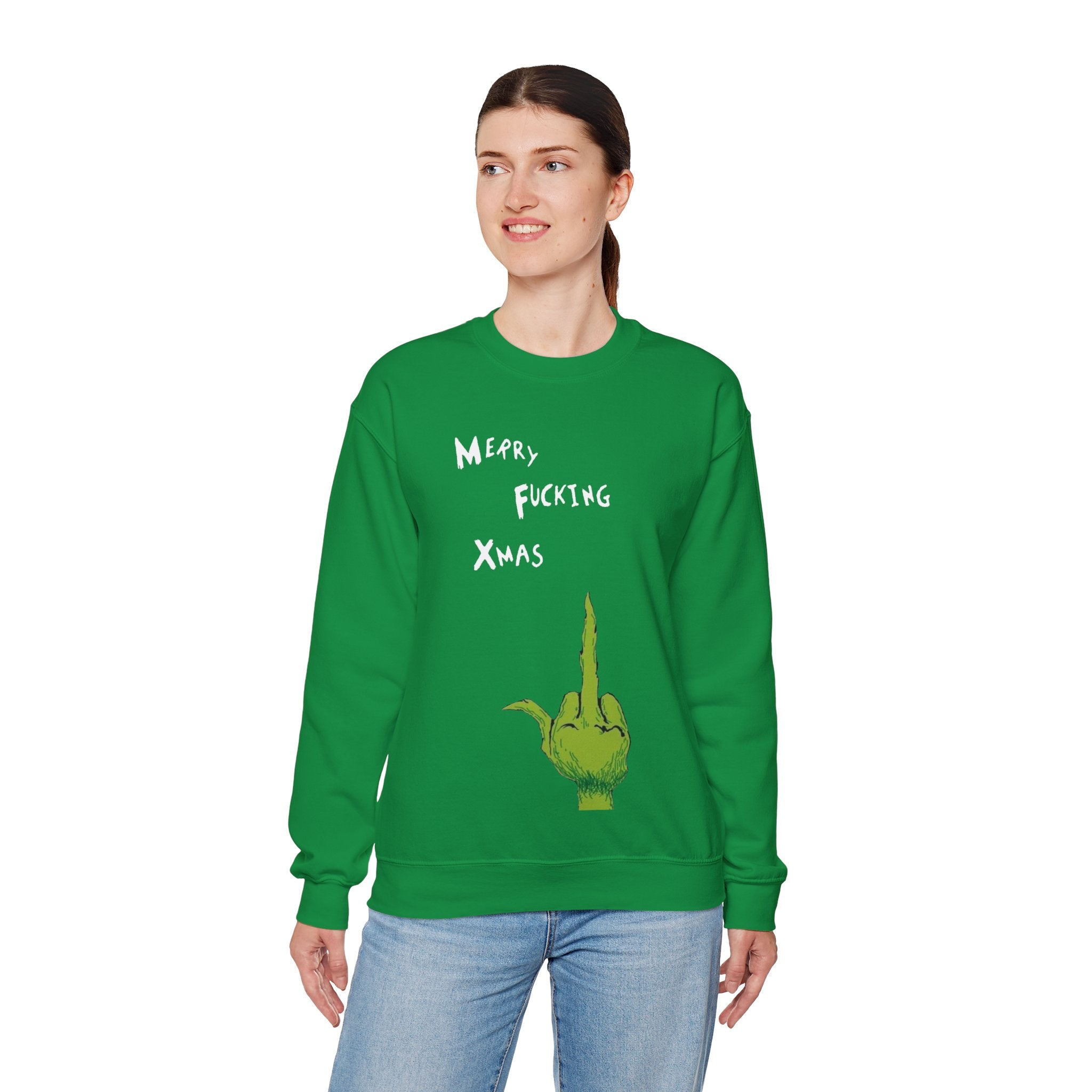 Merry F*cking Christmas Funny Grinch Movie Unisex Crewneck Sweatshirt