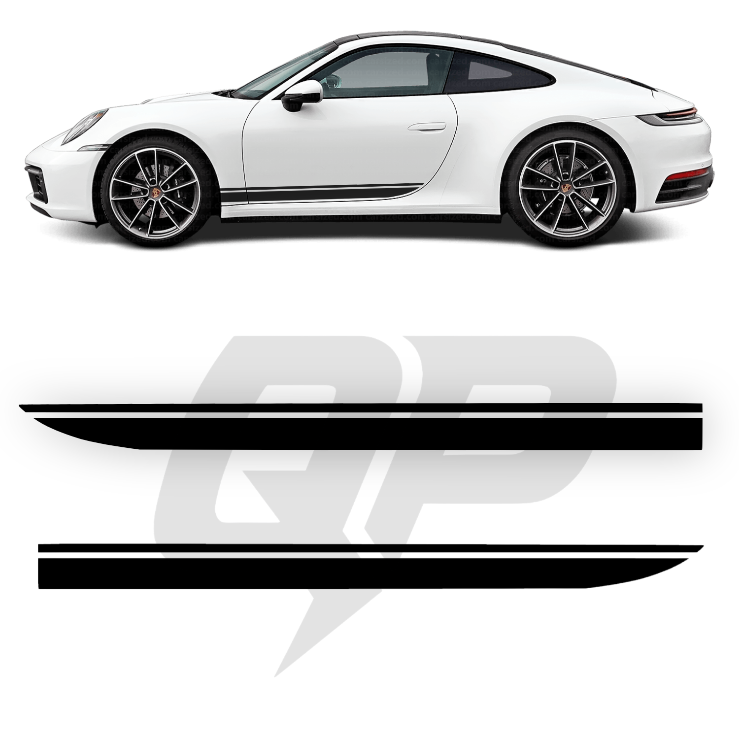 Porsche 911 Hockey Style Side Stripe Decals - Tapered Rocker Panel Kit Set of 2 (2012-Present)