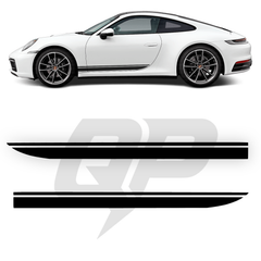Porsche 911 Hockey Style Side Stripe Decals - Tapered Rocker Panel Kit Set of 2 (2012-Present)
