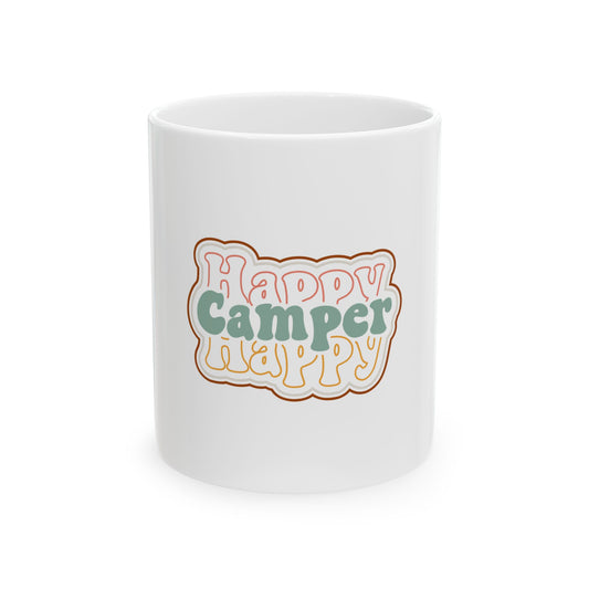 Retro Happy Camper Graphic Novelty Ceramic Coffee Mug