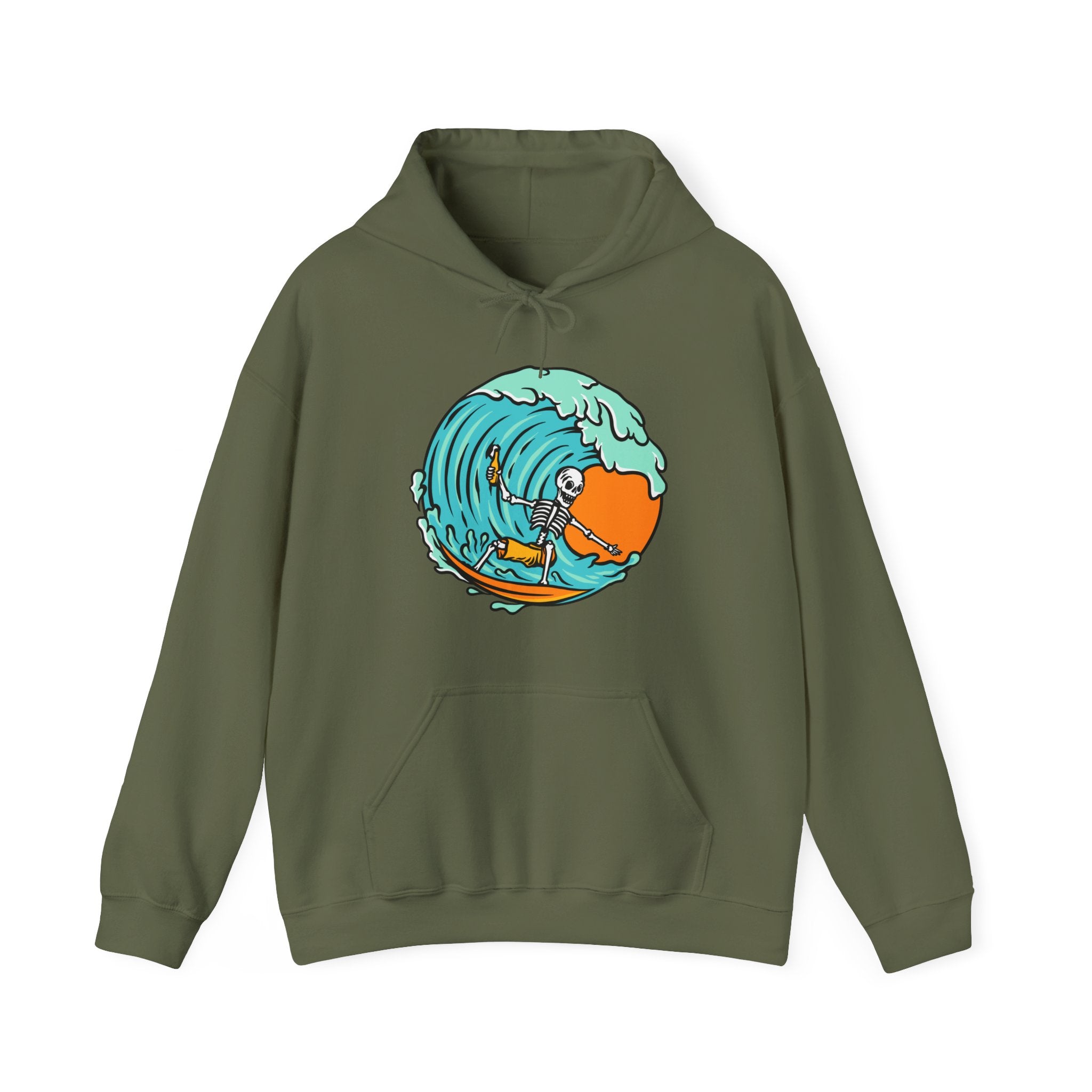 Surfing Skeleton Surfing Ocean Unisex Graphic Novelty Hoodie