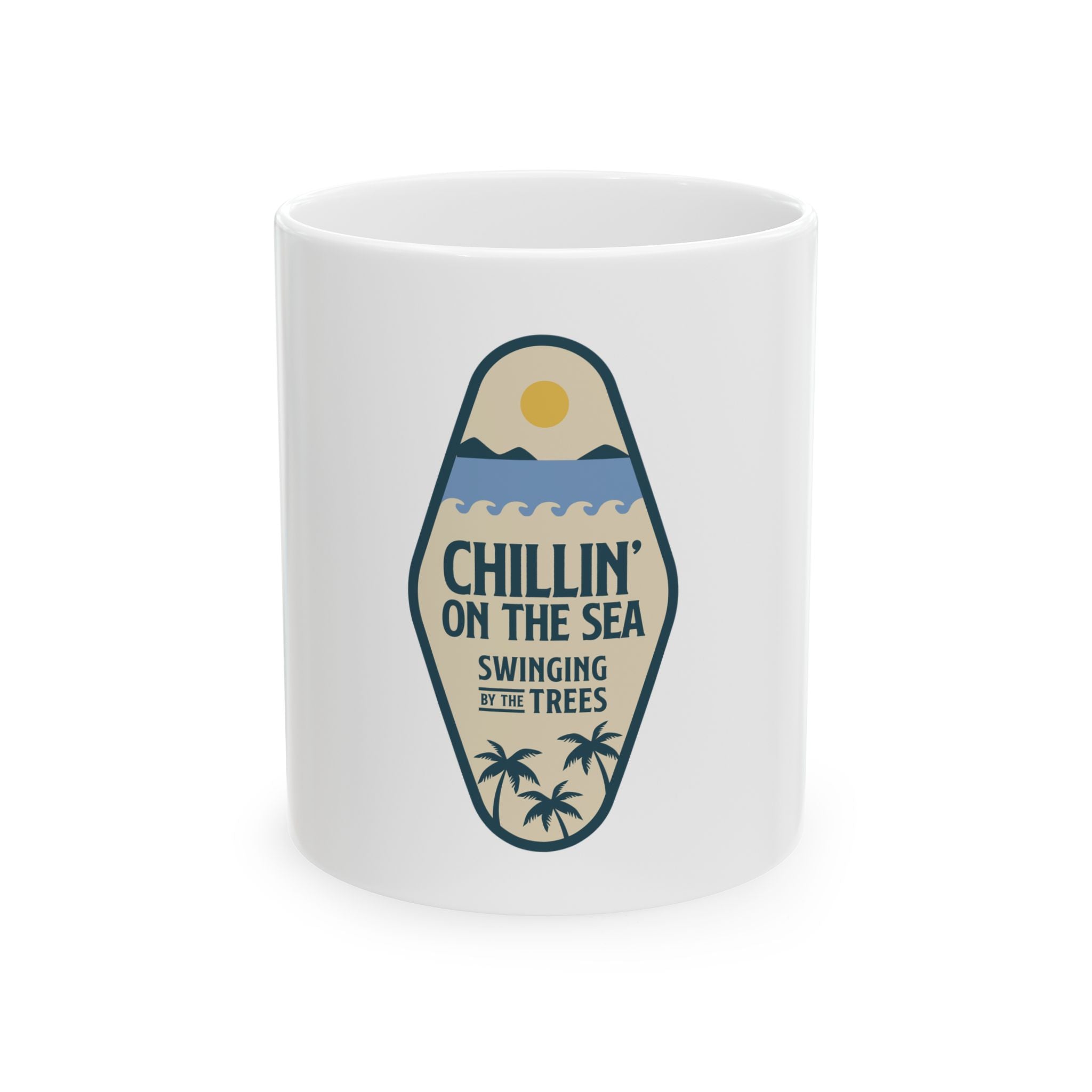 Retro Chillin By The Sea Graphic Novelty Ceramic Coffee Mug