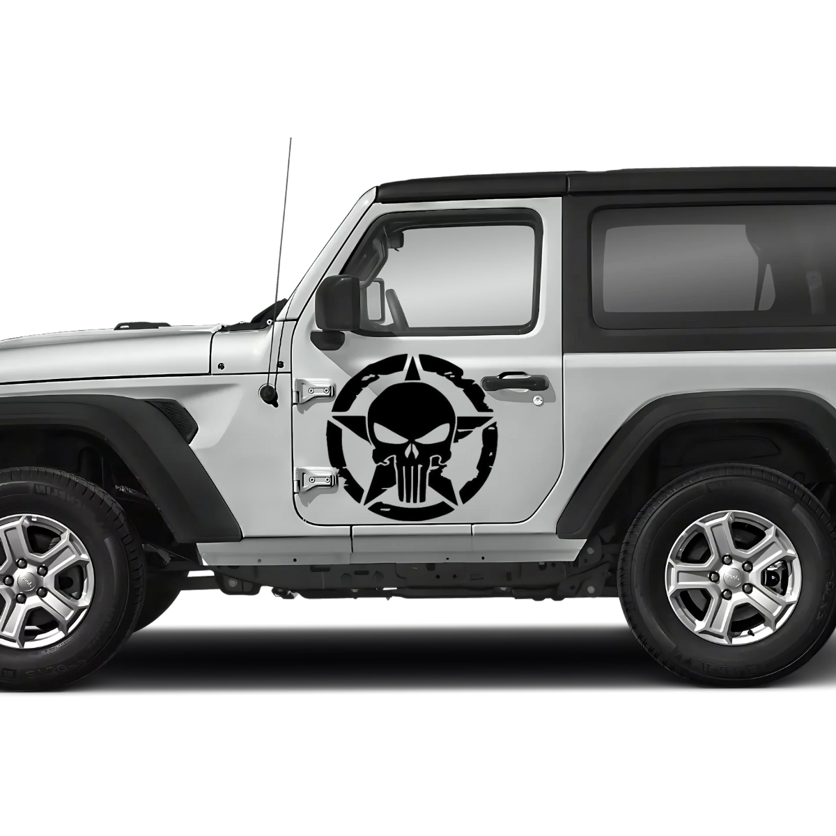 Punisher Skull with Star Jeep Decal