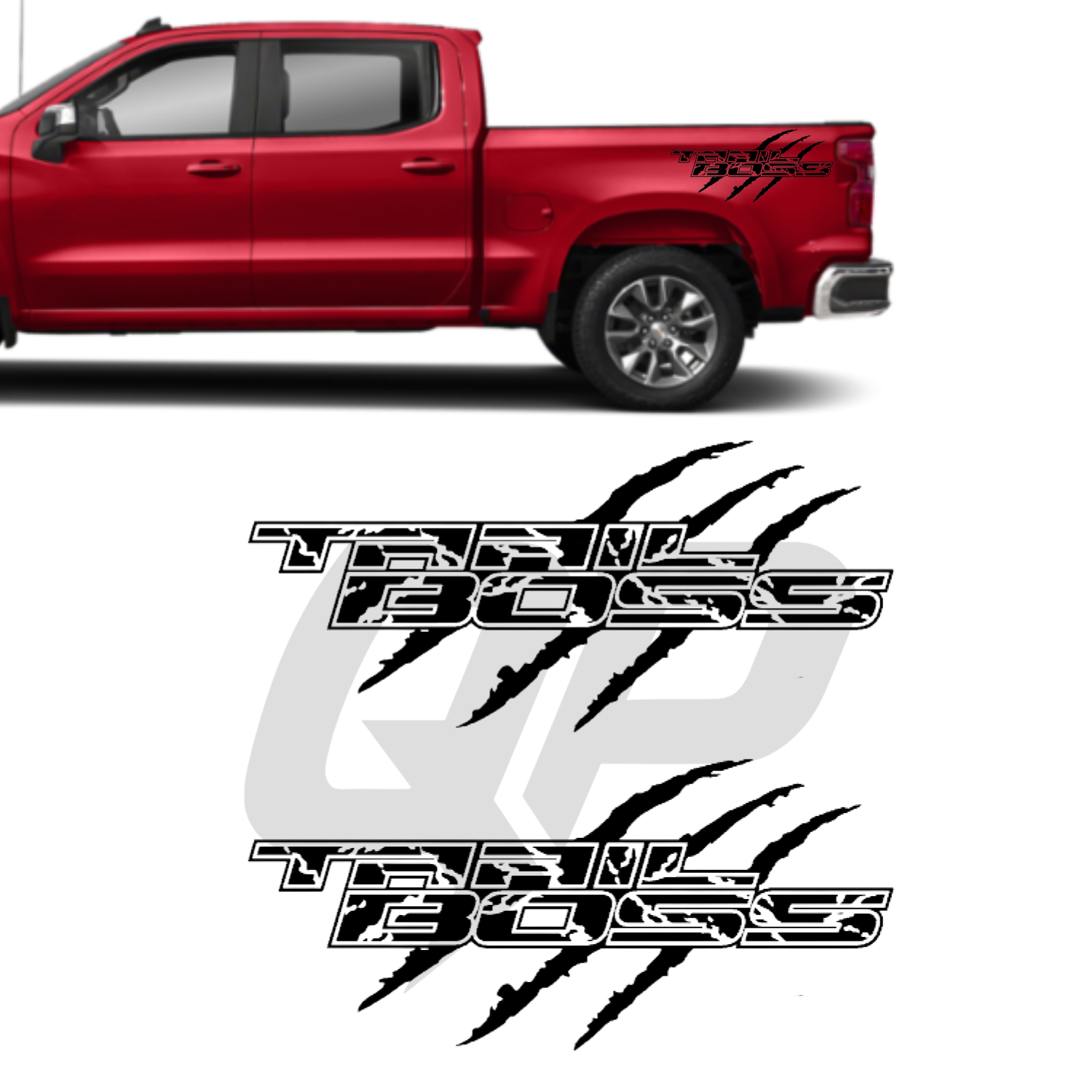 Kit gráfico Trail Boss para rasguños en garras laterales y traseras de Chevy Silverado