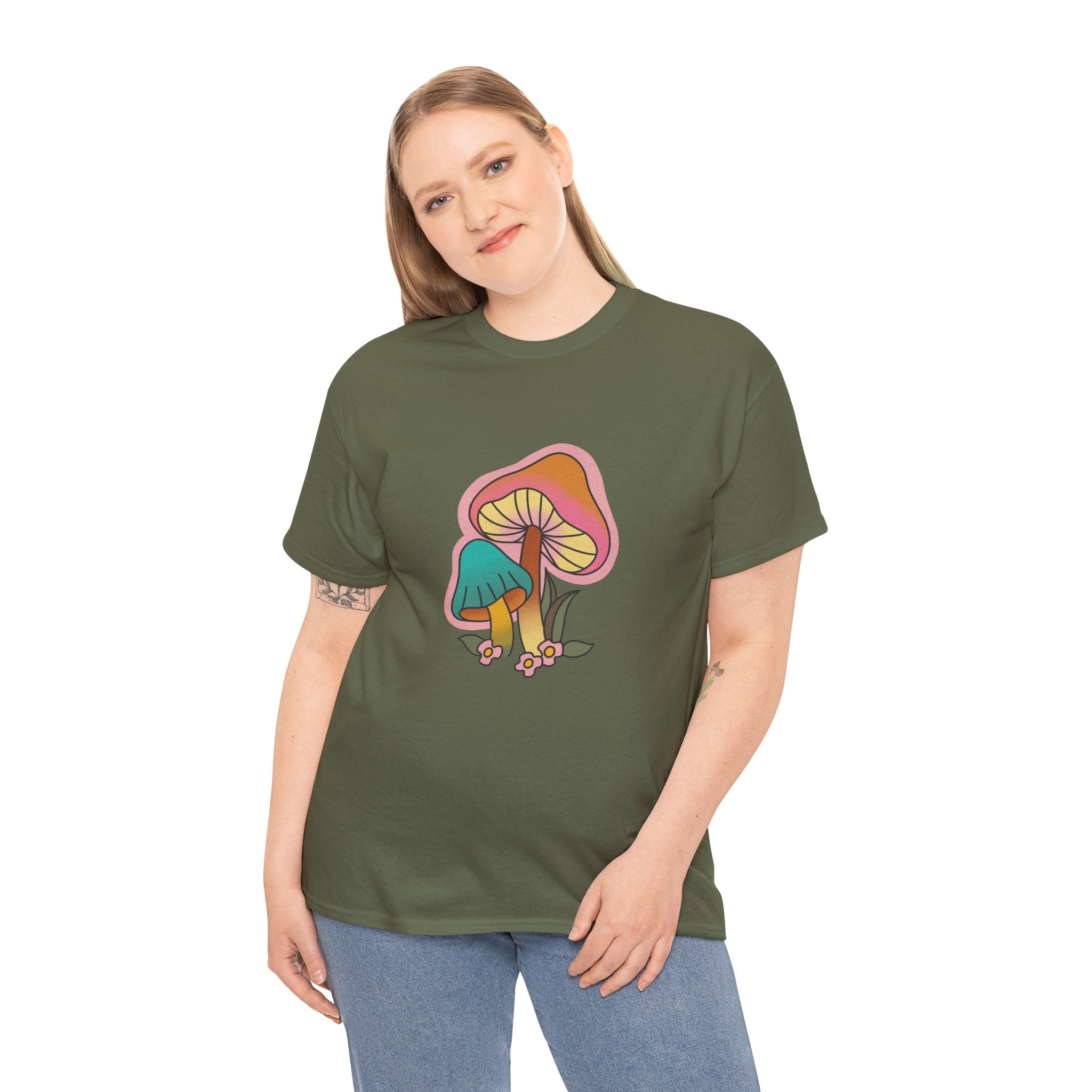 Cute Retro Hippie Mushroom Fungi Unisex Graphic Novelty Shirt Tee