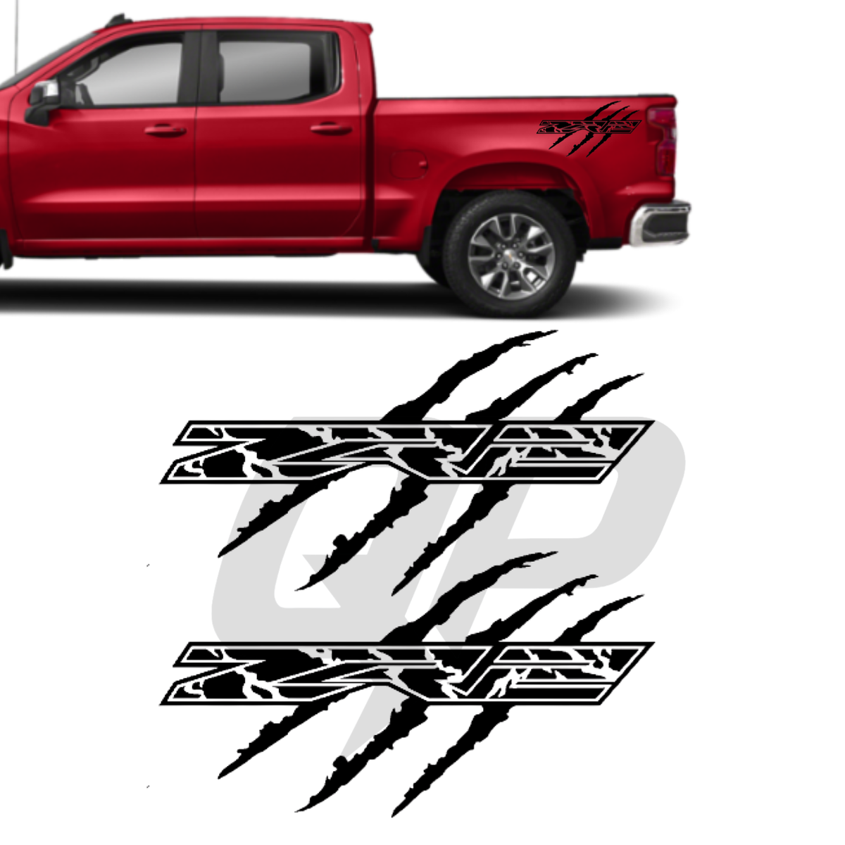Chevy Silverado Side Rear Claw Scratch ZR2 Graphic Kit Set