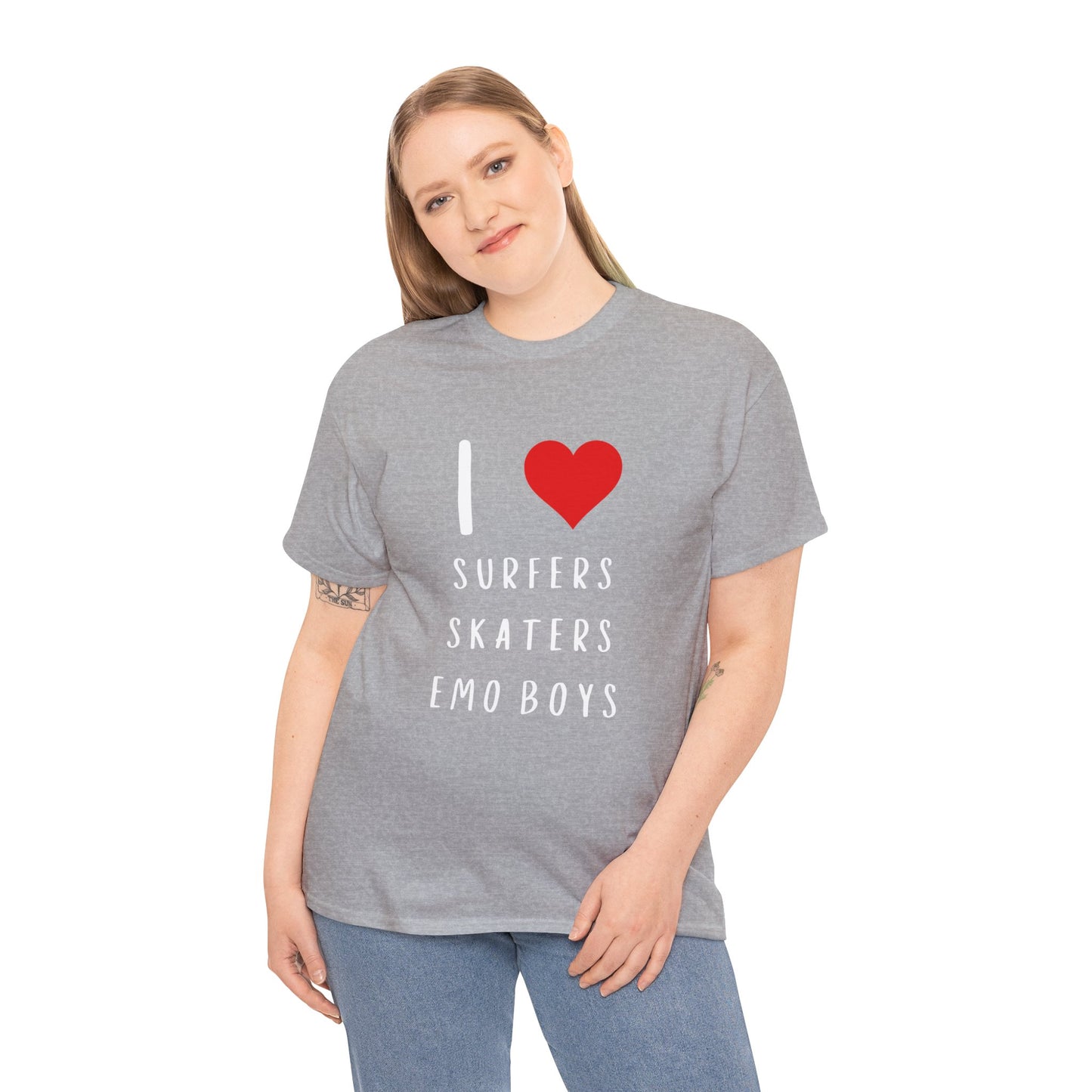 Funny Women’s "I Love Surfers, Skaters, Emo Boys" Graphic T-Shirt