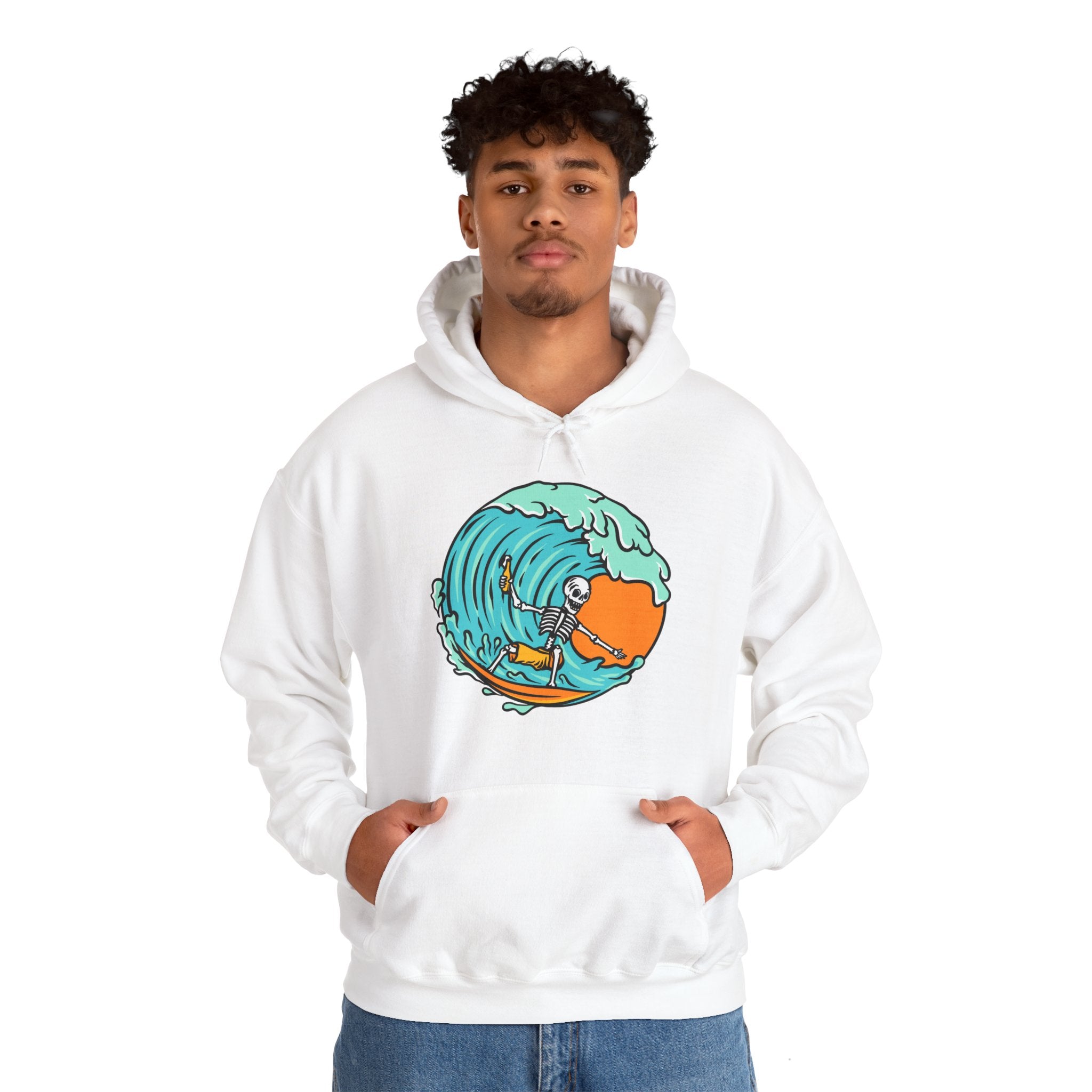 Surfing Skeleton Surfing Ocean Unisex Graphic Novelty Hoodie