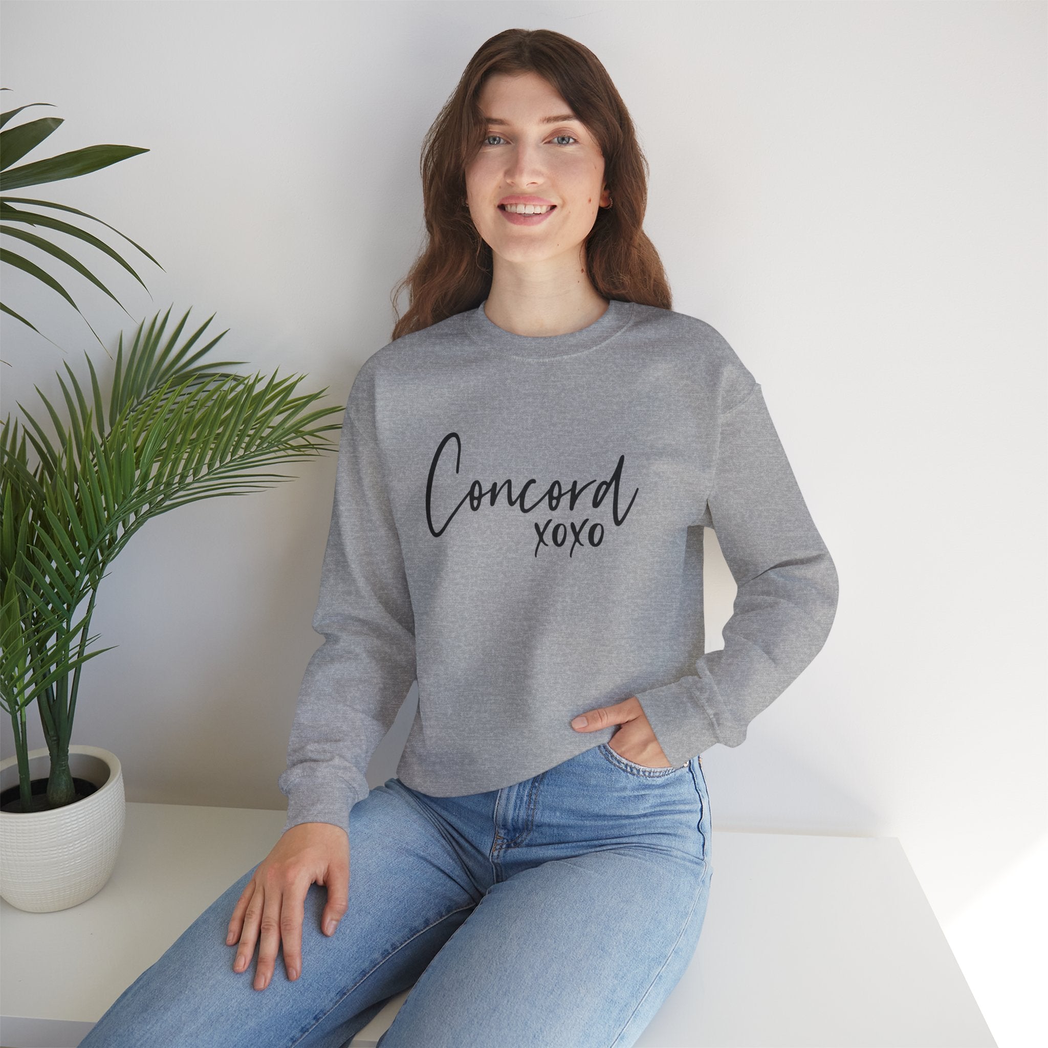 Concord North Carolina NC State Cursive Crewneck Sweatshirt