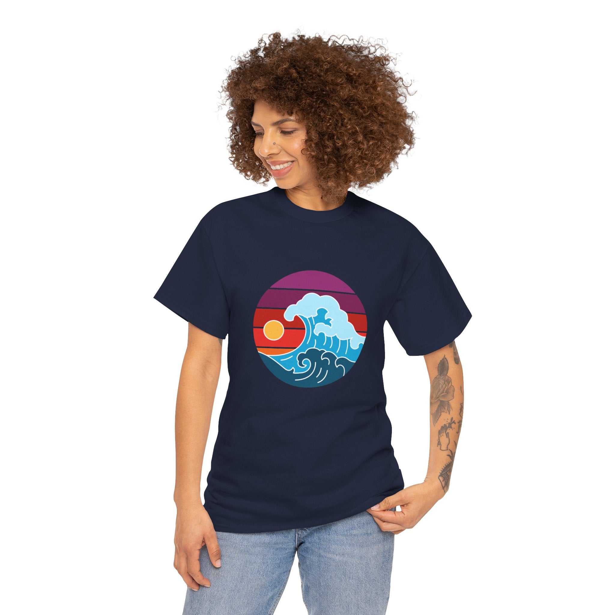 Wave Sunset Ocean Unisex Graphic Novelty Shirt Tee