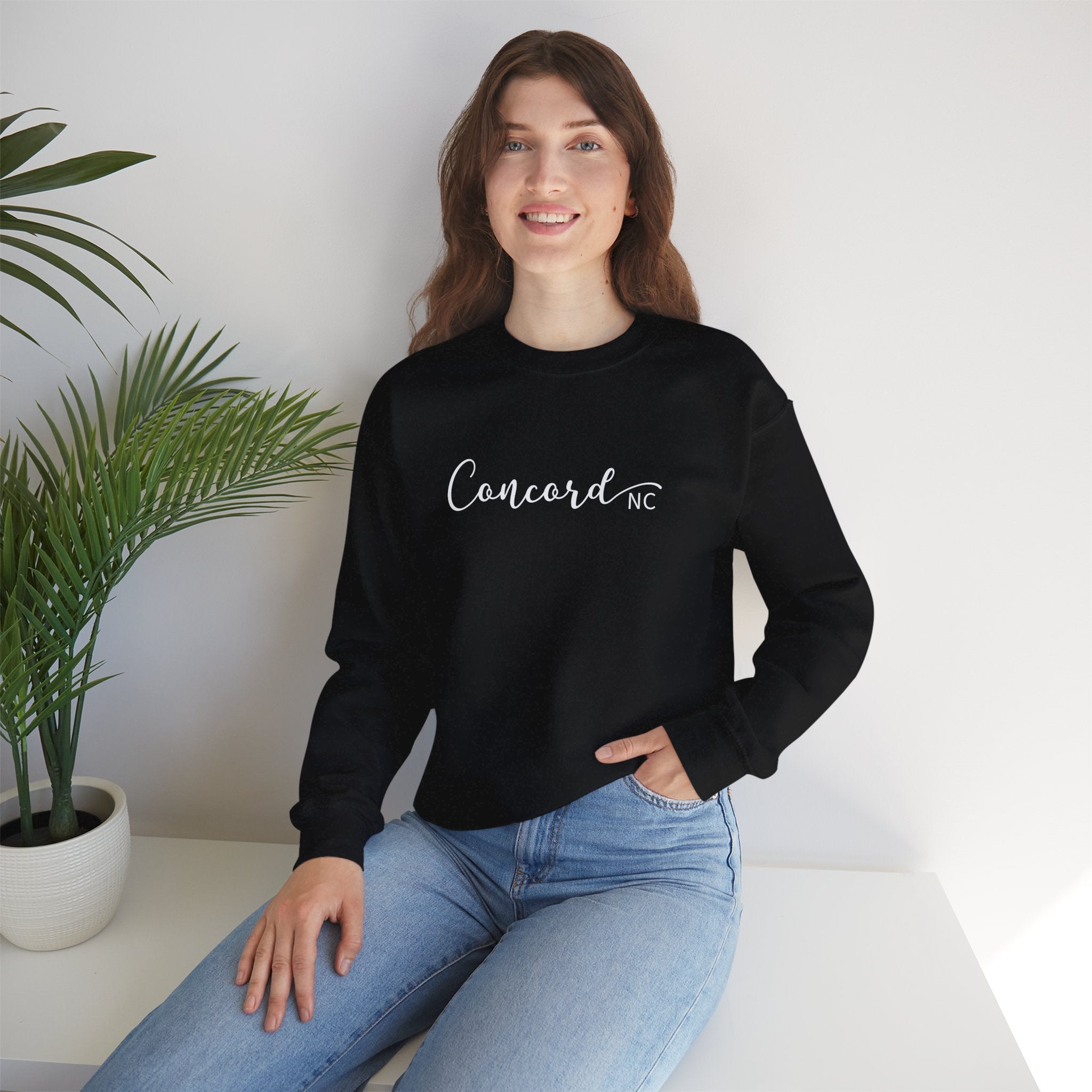 Concord North Carolina NC State Cursive Crewneck Sweatshirt