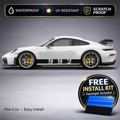 Porsche 911 Rocker Stripe Decals with 992 Chassis Number - Full Length Side Stripe Kit Set of 2 (992, 2019-Present)