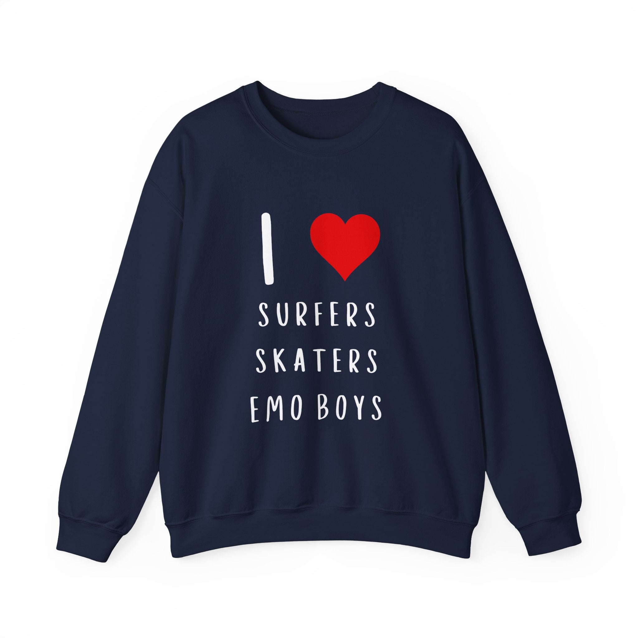 Funny Women's I Love Surfers Skaters Emo Boys Graphic Novelty Sweatshirt