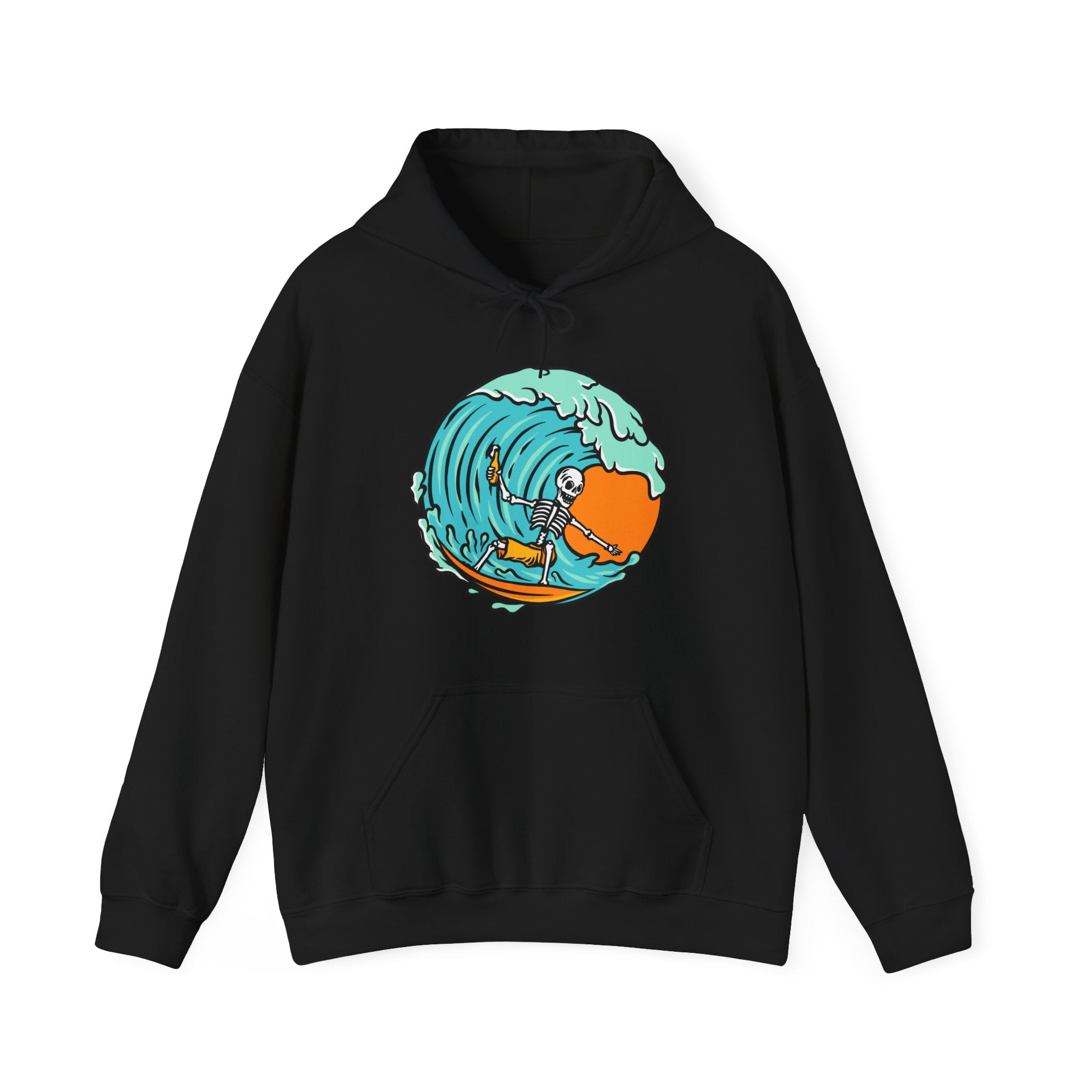 Surfing Skeleton Surfing Ocean Unisex Graphic Novelty Hoodie