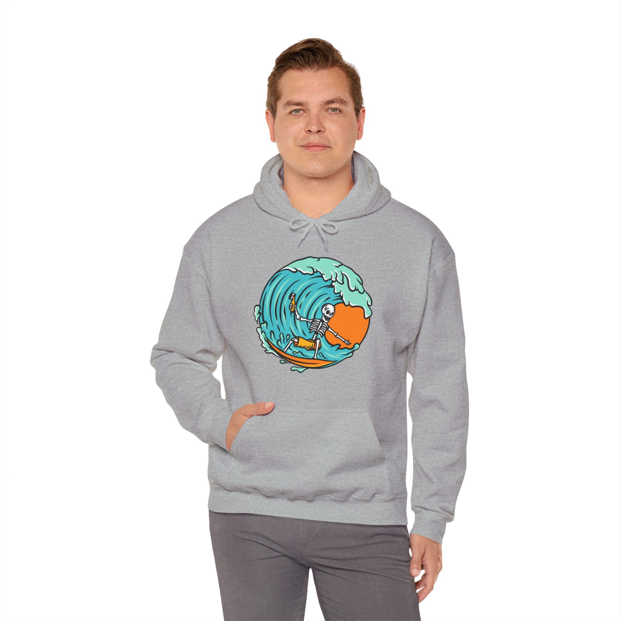 Surfing Skeleton Surfing Ocean Unisex Graphic Novelty Hoodie