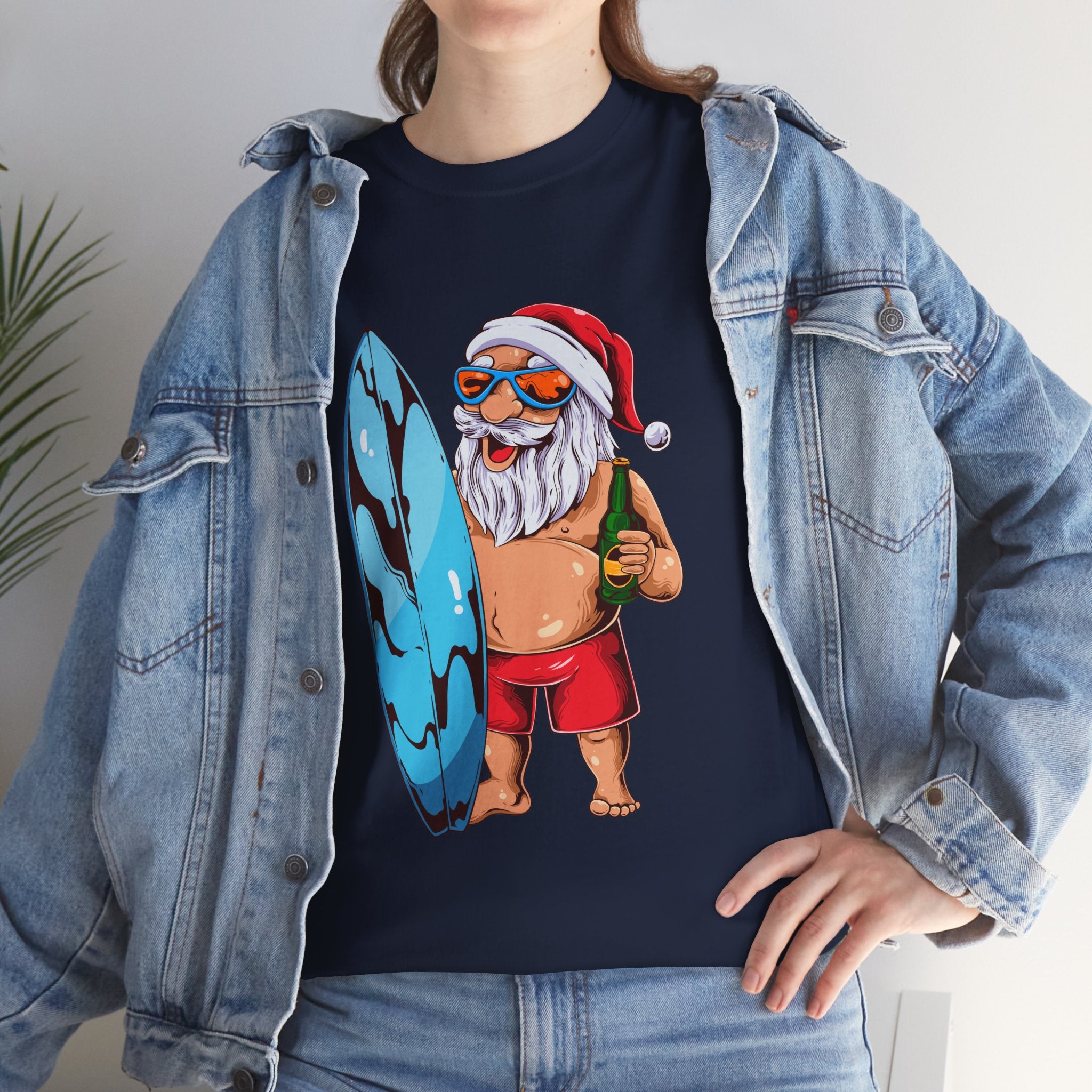 Santa Surfing Surfboard Christmas Holiday Unisex T-Shirt