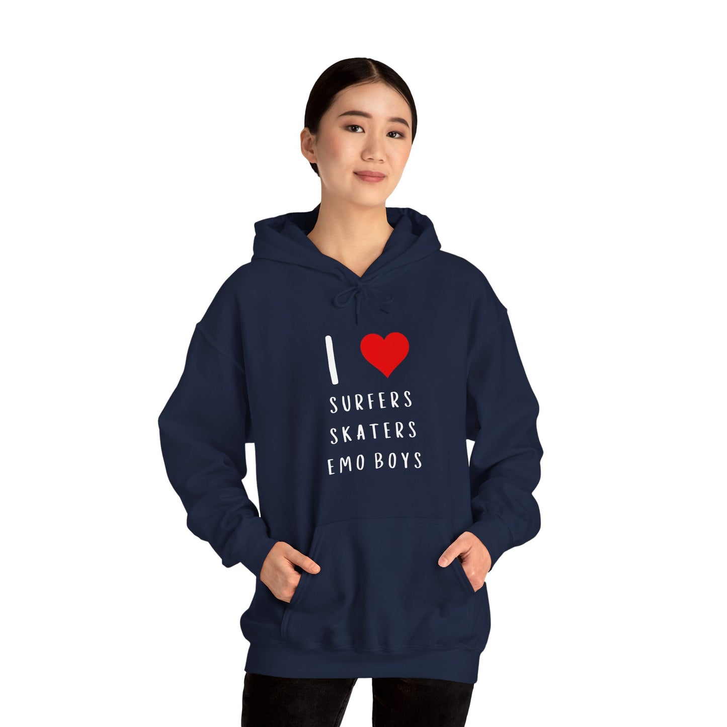 Funny Women's I Love Surfers Skaters Emo Boys Graphic Novelty Hoodie