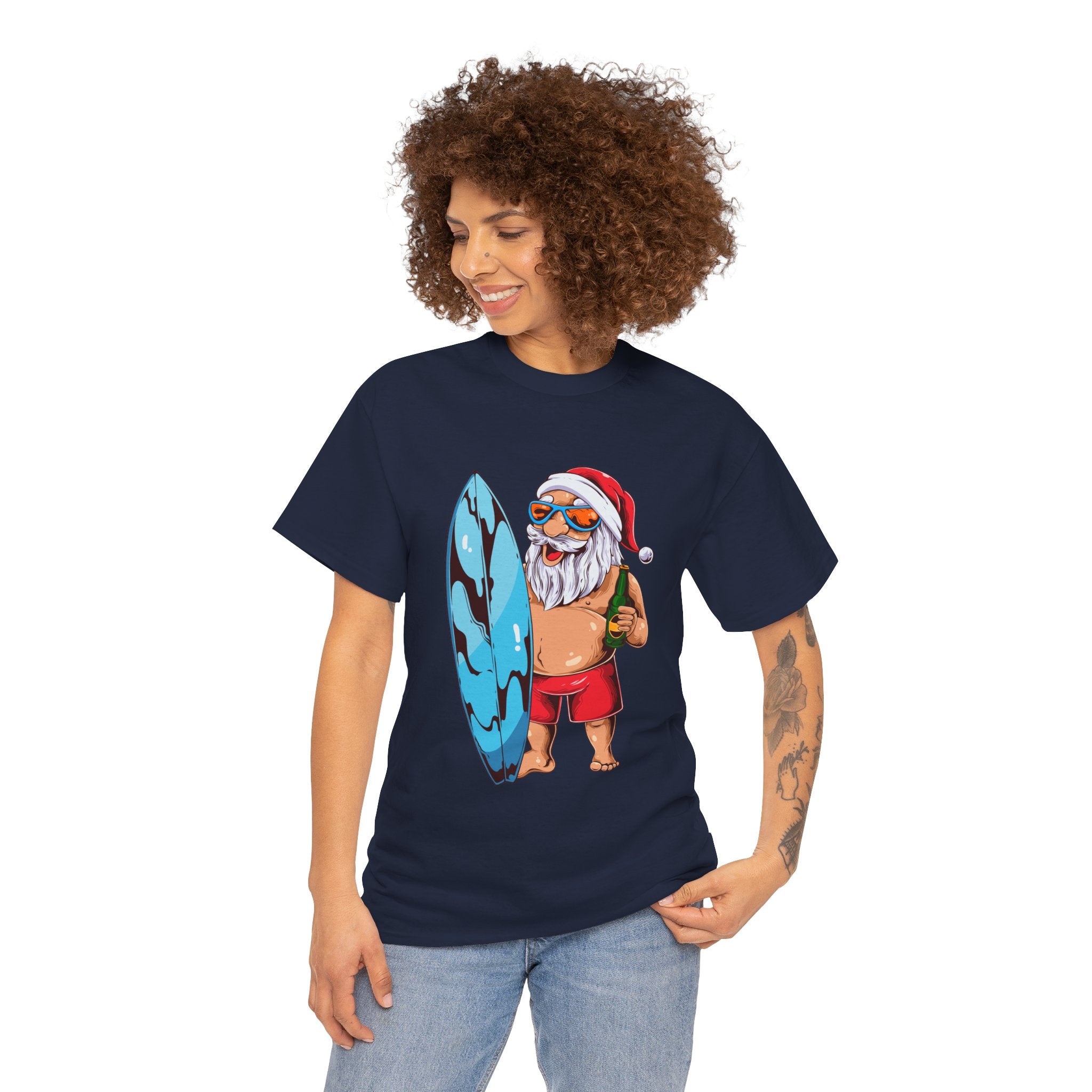 Santa Surfing Surfboard Christmas Holiday Unisex T-Shirt