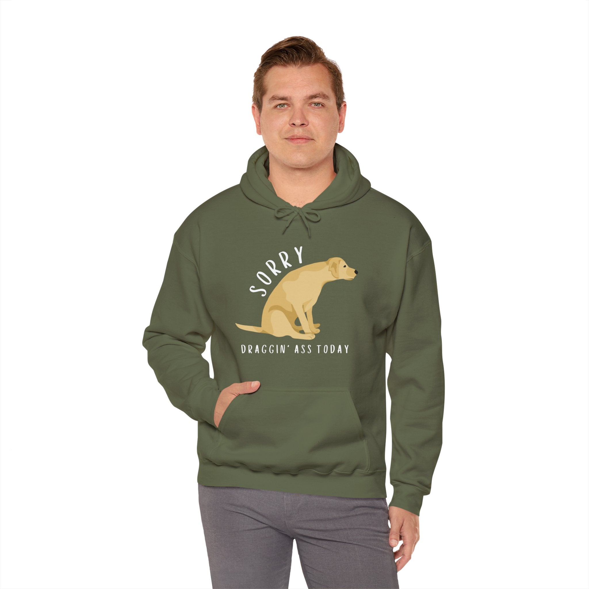 Funny Sorry, Draggin' Ass Today Humor Novelty Graphic Unisex Hoodie