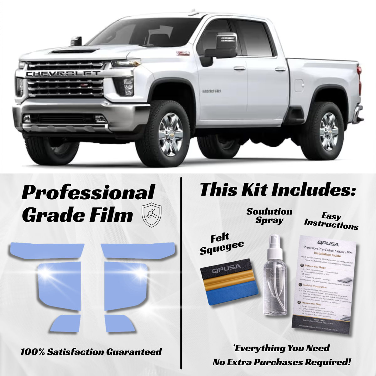 Chevrolet Silverado 2500 HD (2020+) Headlight PPF Protection Kit - Pre-Cut