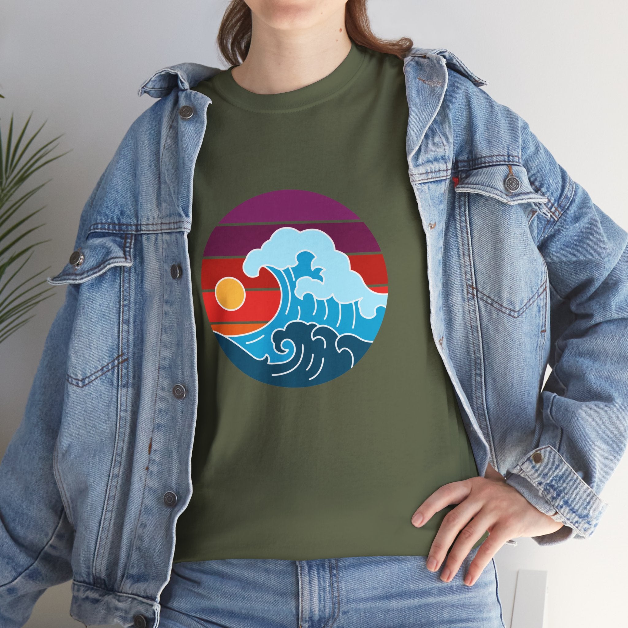 Wave Sunset Ocean Unisex Graphic Novelty Shirt Tee