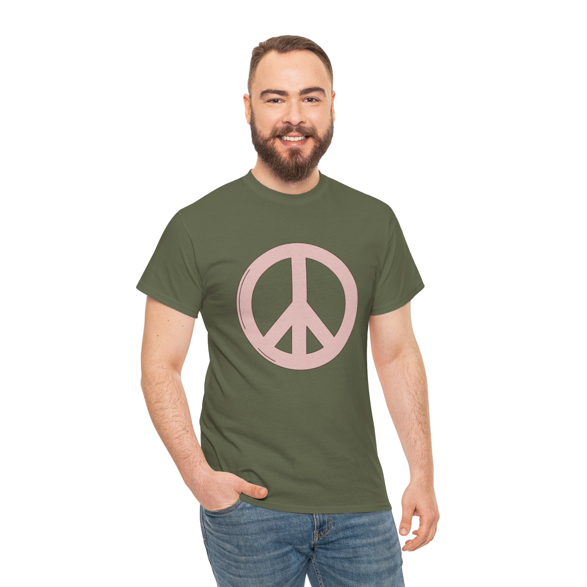 Cute Retro Pink Peace Sign Unisex Graphic Novelty Shirt Tee