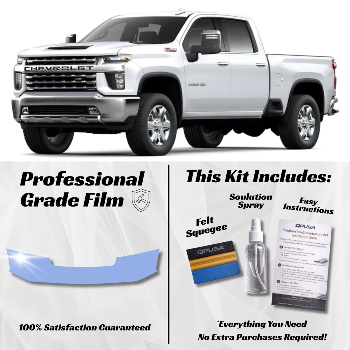 Chevrolet Silverado 2500 HD (2020+) Partial Hood PPF Protection Kit - Pre-Cut