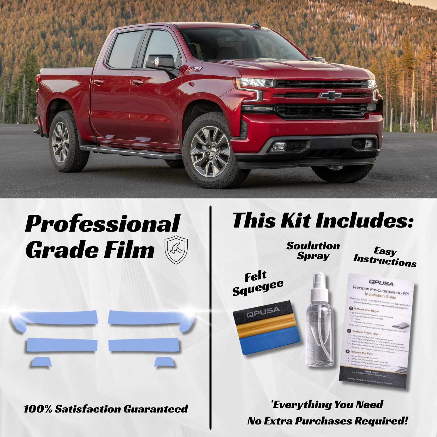 Chevrolet Silverado 1500 (2019-2022) Headlight PPF Protection Kit - Pre-Cut