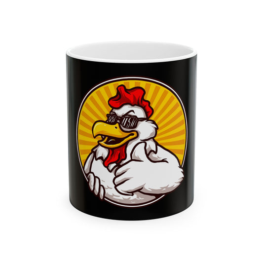 Funny Thumbs Up Cartoon Chicken Novelty Graphic Gift Coffee Mug