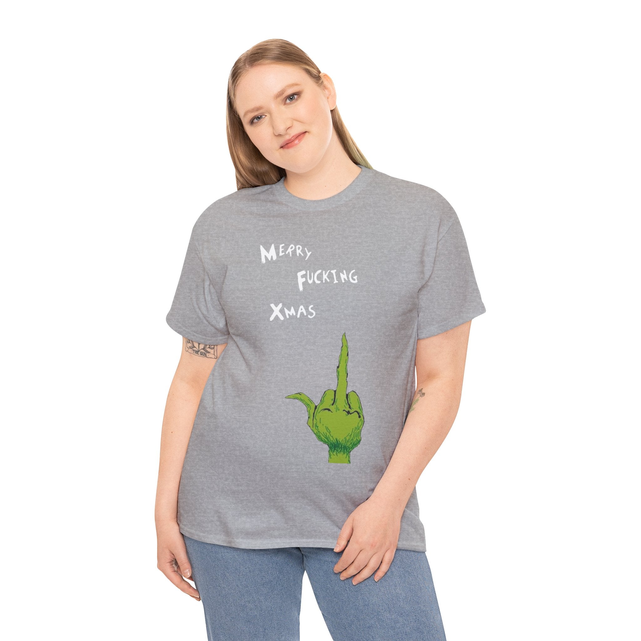 Merry F*cking Christmas Grinch Movie Funny Unisex Heavy Cotton Tee