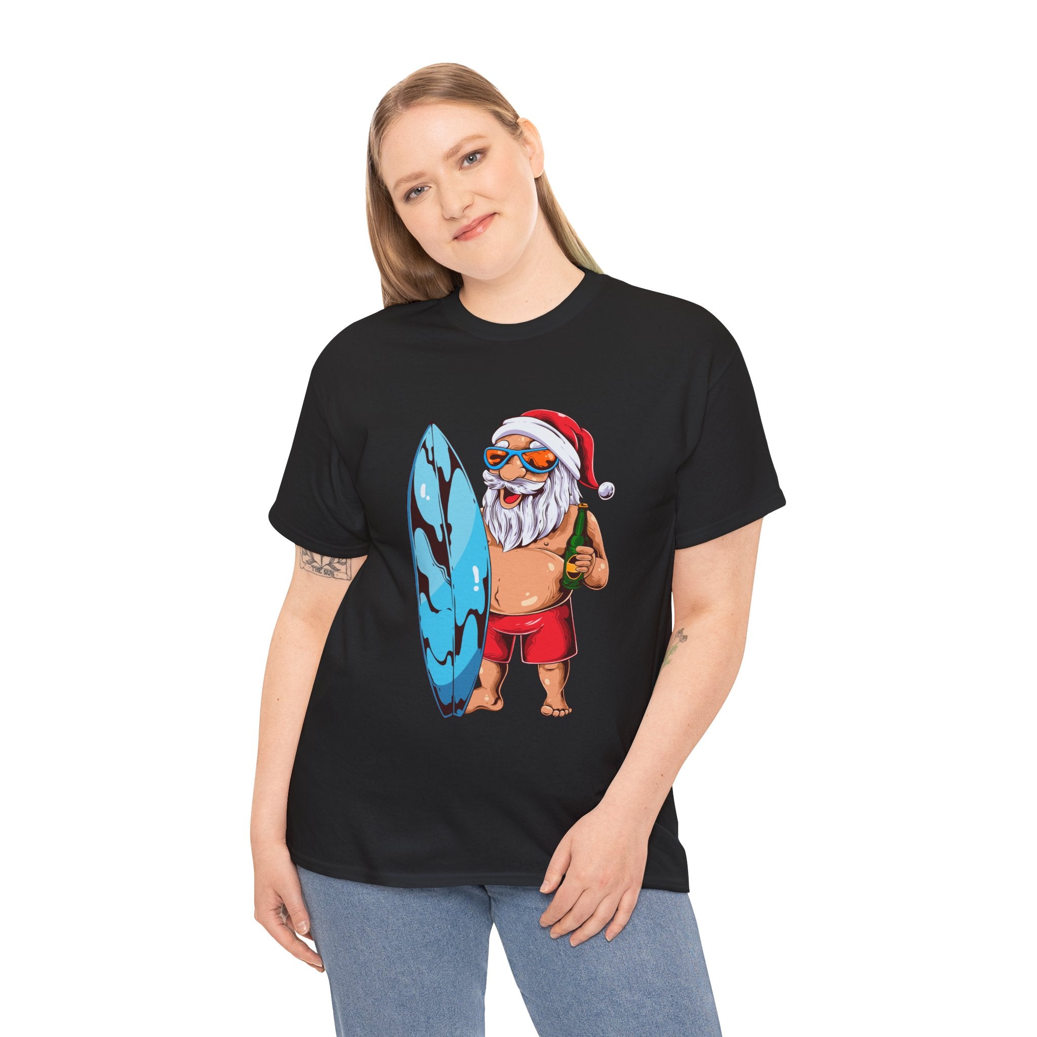 Santa Surfing Surfboard Christmas Holiday Unisex T-Shirt