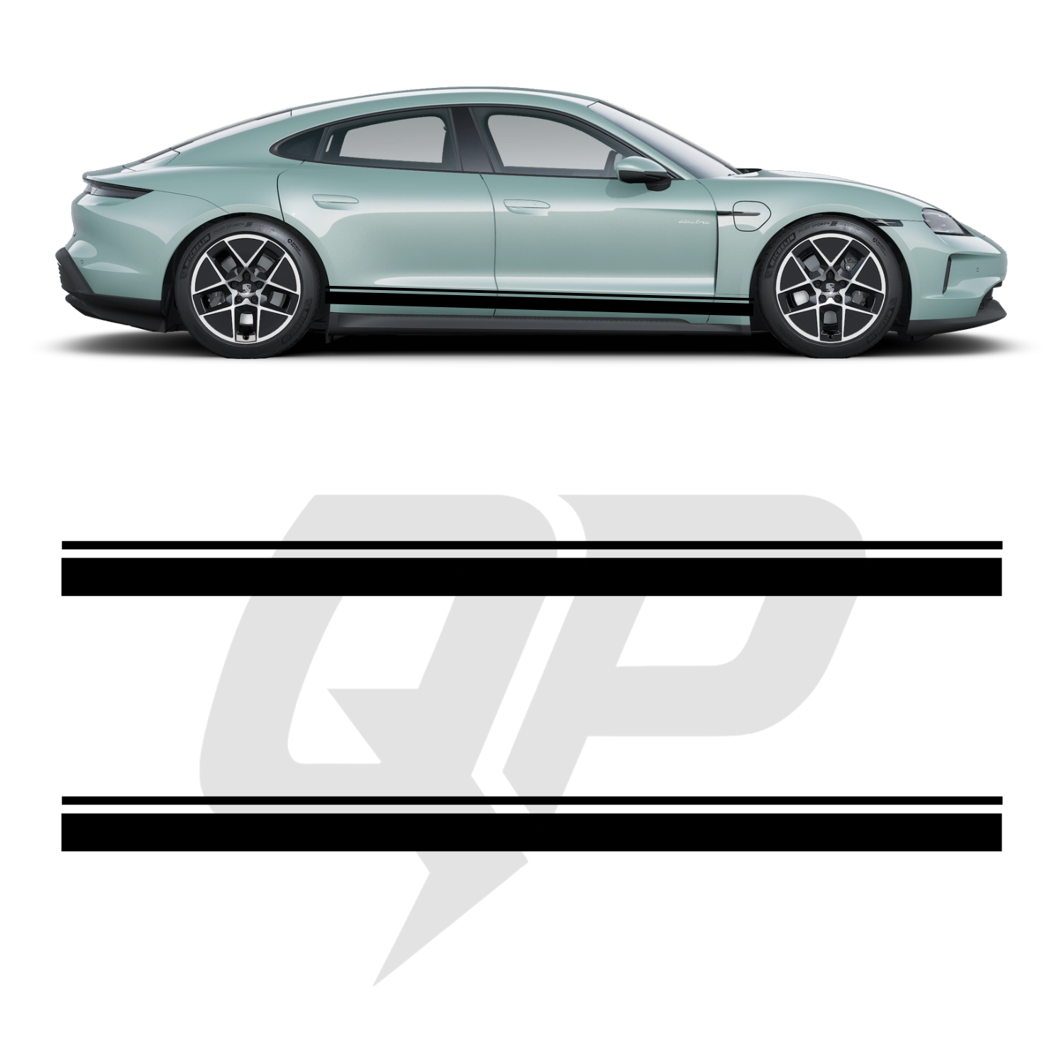Porsche Taycan Double Side Stripe Decals - Dual Rocker Panel Kit Set of 2 (2020-Present)