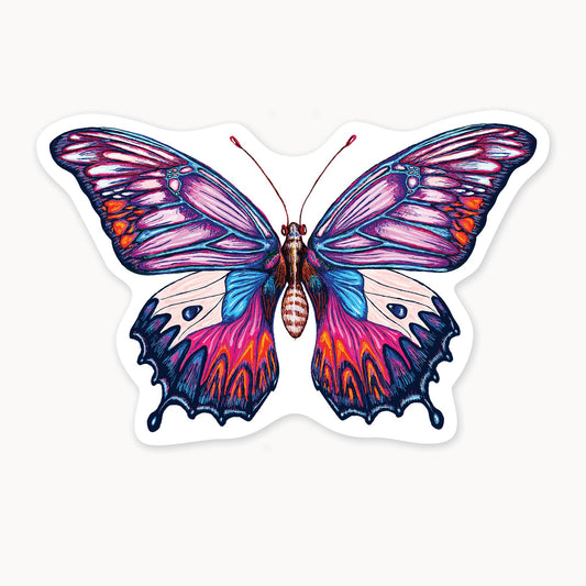 Electric Butterly - 3" Art Sticker - sticker, laptop decor, durable