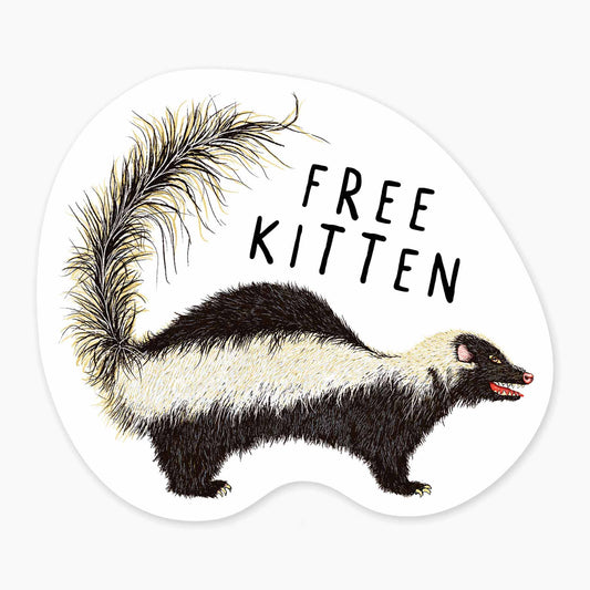 Free Kitten - 3" Art Sticker - sticker, laptop decor, durable