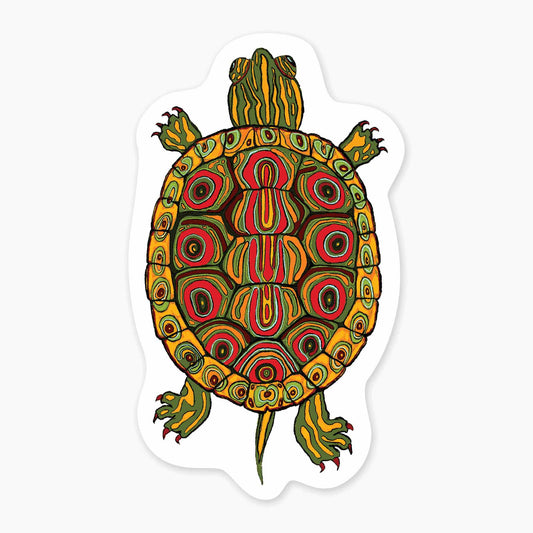 Painted Turtle - 3" Art Sticker - sticker, laptop decor, durable