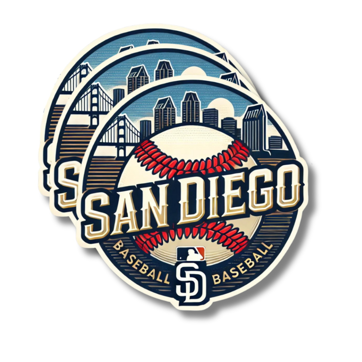 San Diego Baseball Souvenir Bumper Sticker - 3 Pack