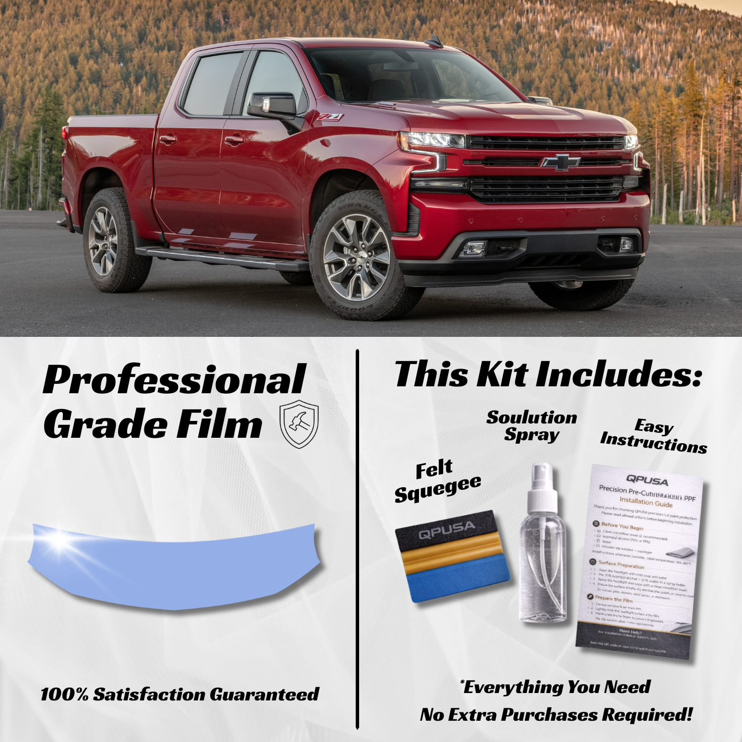 Chevrolet Silverado 1500 (2019-2022) Partial Hood PPF Protection Kit - Pre-Cut